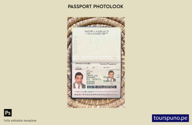 Plantilla de apariencia de foto de pasaporte de Túnez lista para imprimir